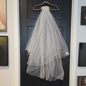 Chic Vintage Layered White Veil and beaded headpiece